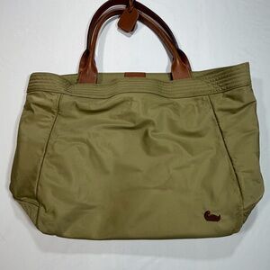 Dooney & Bourke Olive Tote with Brown Leather Handles Pink Interior Lining